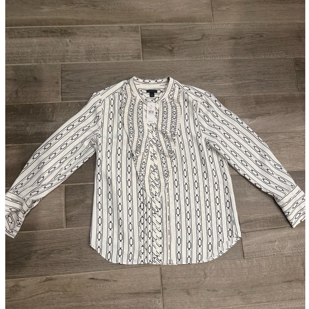 Ann Taylor Chain Link Blouse Cream &‎ Black Size S BNWT
